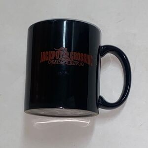 !it jeans Black Coffee Mug with Red Jackpot Design